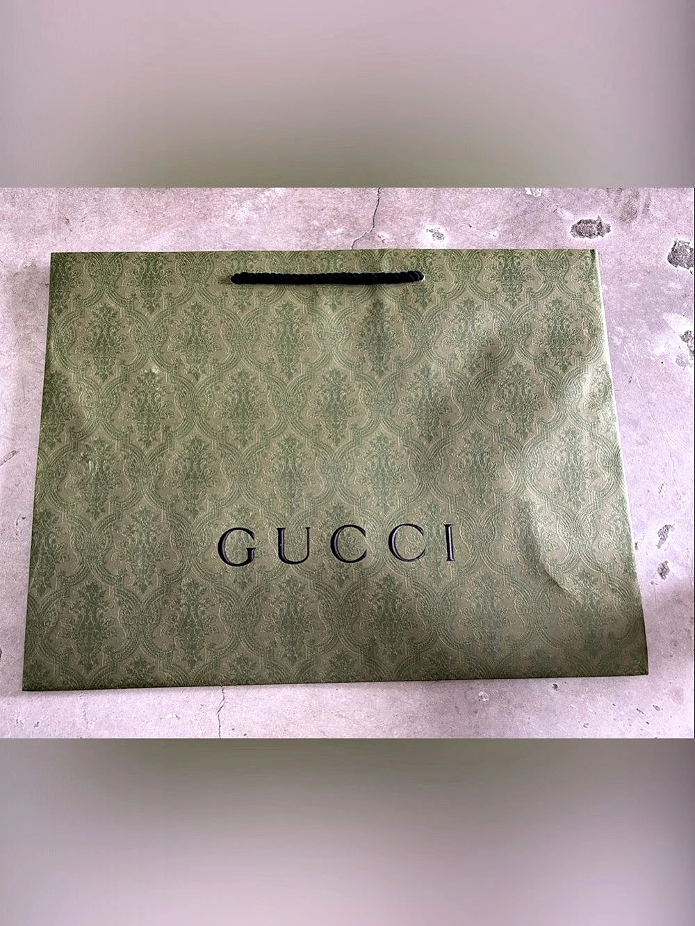 Gucci Green Damask Pattern Shopping Bag